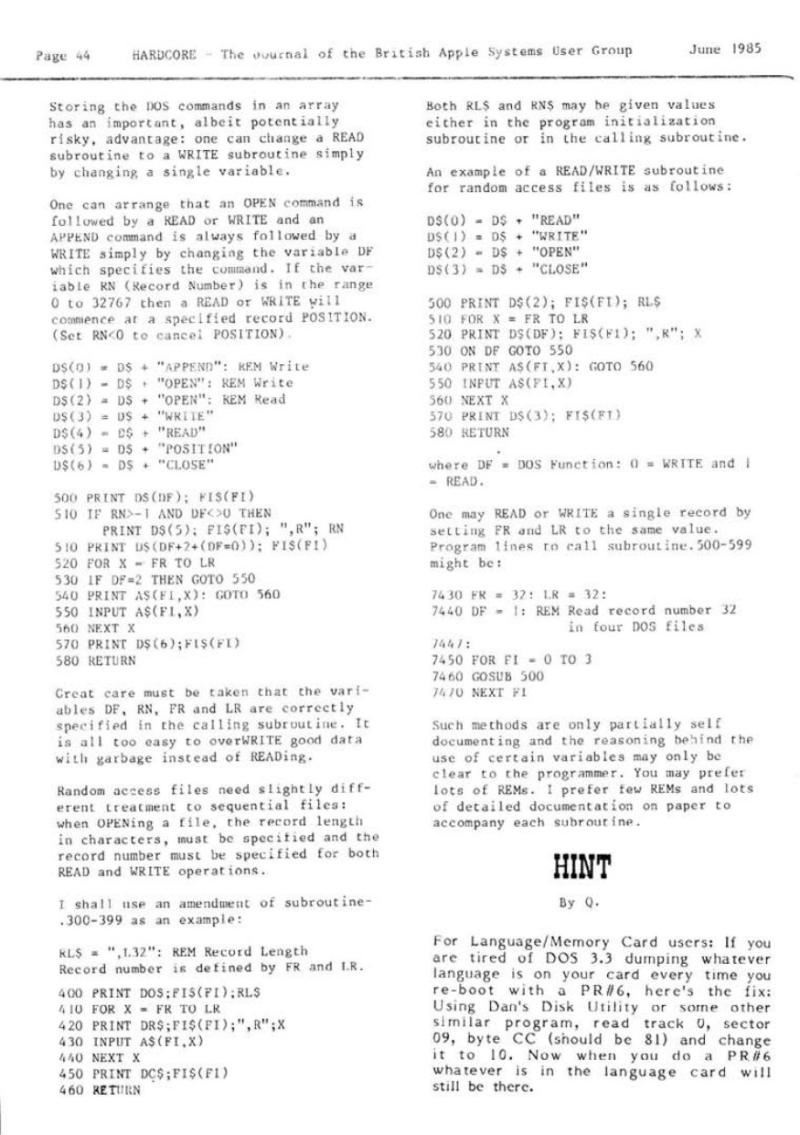 Hardcore Volume 5 No. 3 1985 06 BASUG GB — page 44
