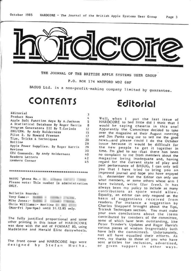 Hardcore Volume 5 No. 5 1985 10 BASUG GB — page 3