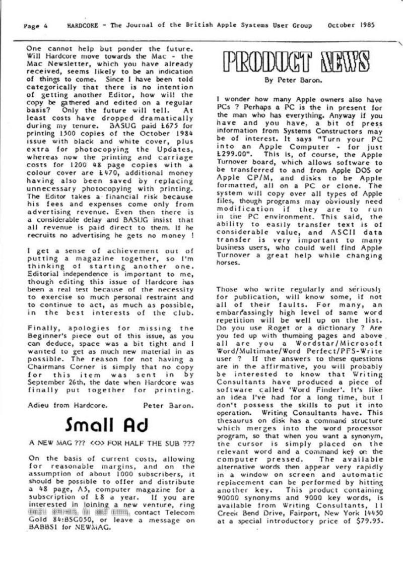 Hardcore Volume 5 No. 5 1985 10 BASUG GB — page 4