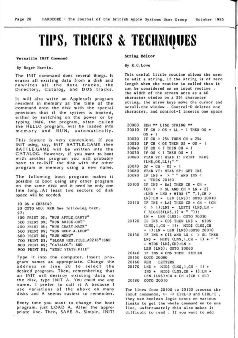 Hardcore Volume 5 No. 5 1985 10 BASUG GB — page 20