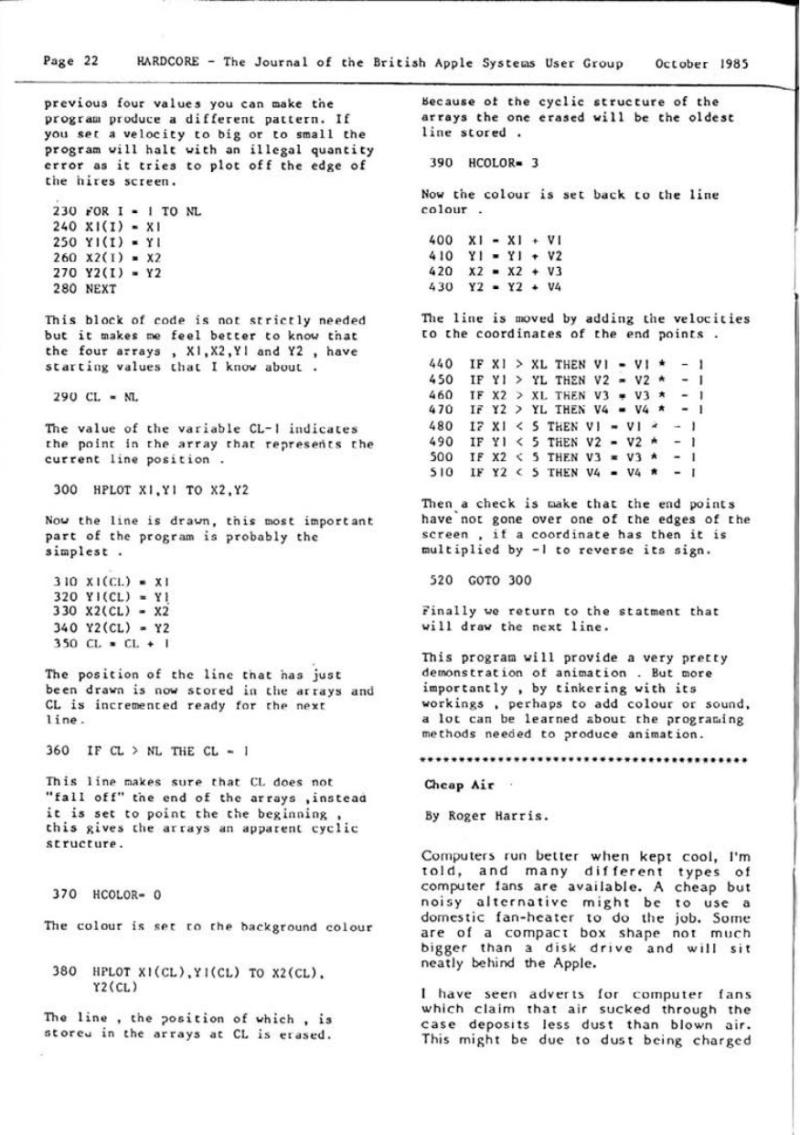 Hardcore Volume 5 No. 5 1985 10 BASUG GB — page 22