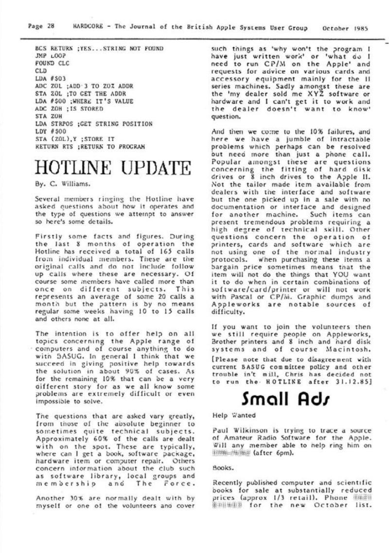 Hardcore Volume 5 No. 5 1985 10 BASUG GB — page 28