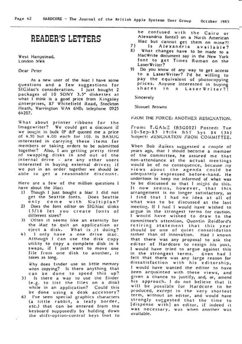 Hardcore Volume 5 No. 5 1985 10 BASUG GB — page 42