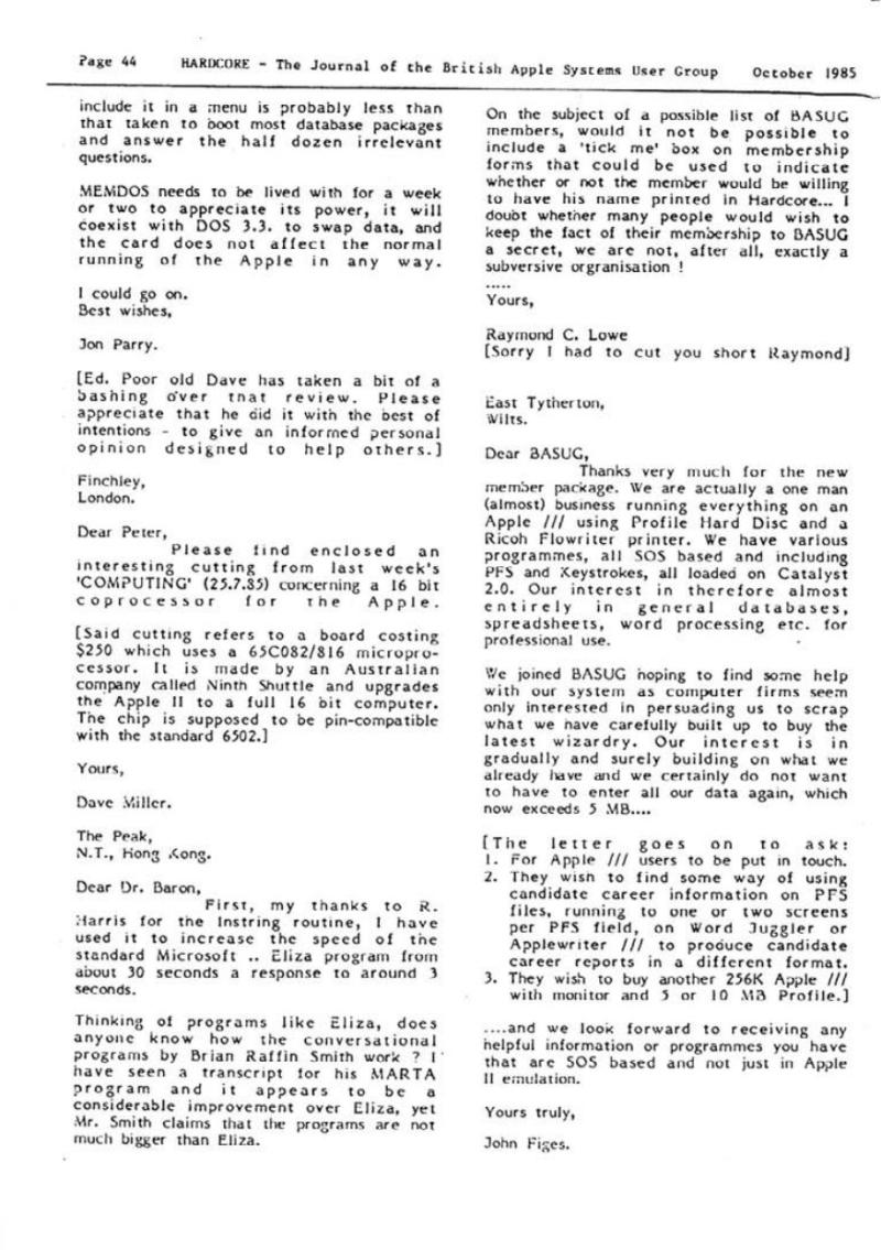 Hardcore Volume 5 No. 5 1985 10 BASUG GB — page 44