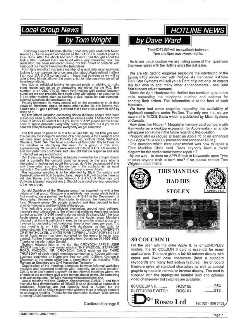 Hardcore Volume 6 No. 3 1986 06 BASUG GB — page 9
