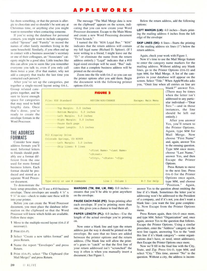 II ALIVE Vol 1 No 01 MAR APR 1993 — page 20