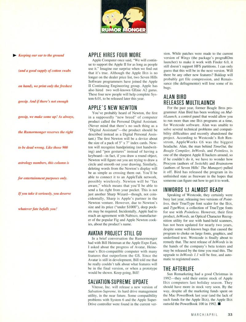 II ALIVE Vol 1 No 01 MAR APR 1993 — page 33
