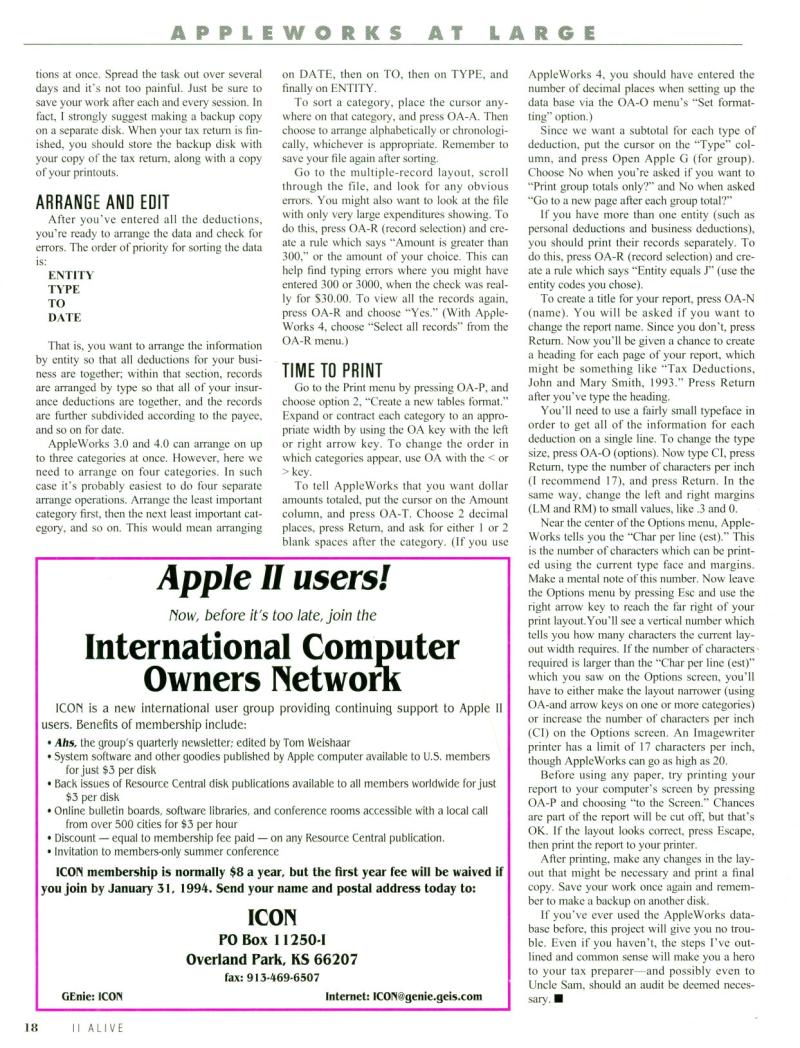 II ALIVE Vol 1 No 06 JAN FEB 1994 — page 20