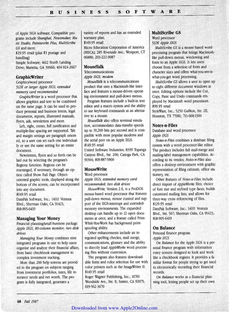 IIgs Buyers Guide 1987 Fall — page 45