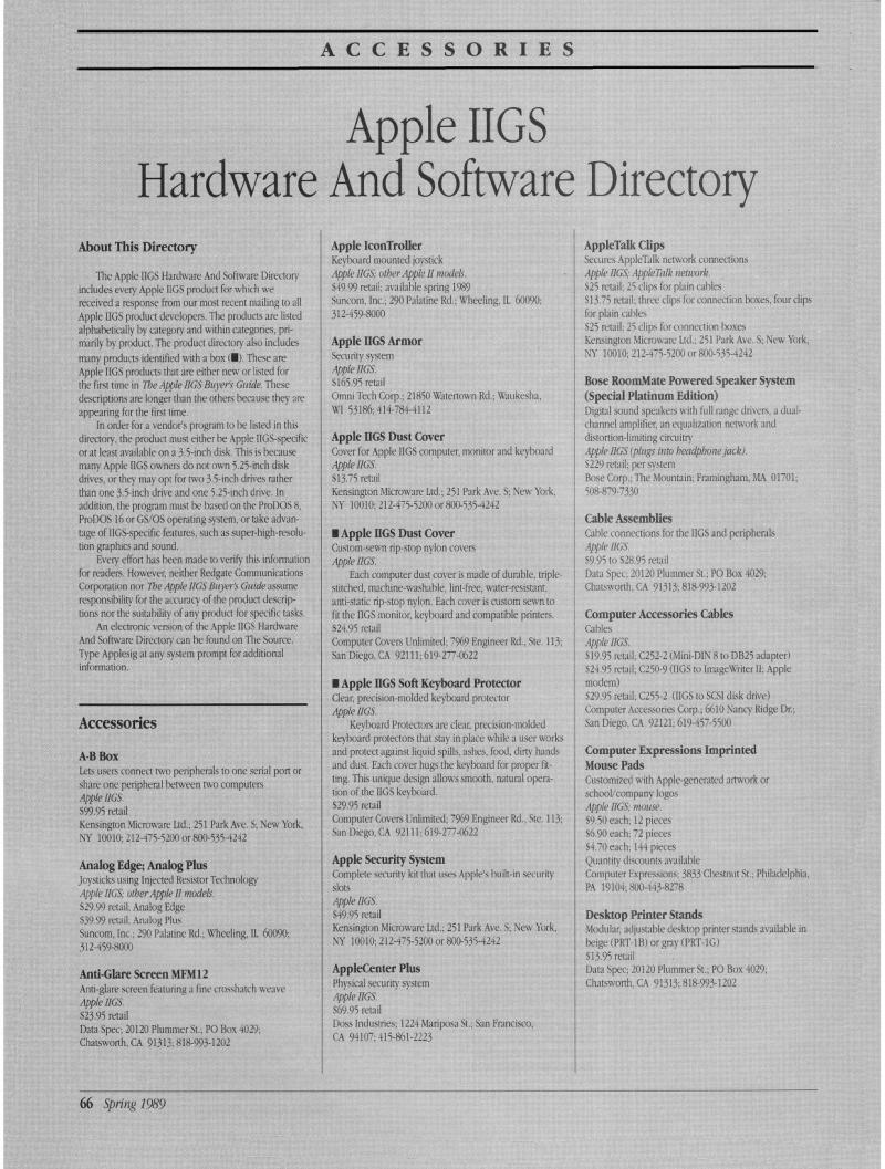 IIgs Buyers Guide 1989 Spring — page 70