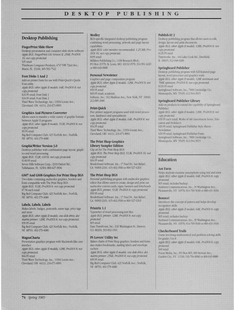IIgs Buyers Guide 1989 Spring — page 78