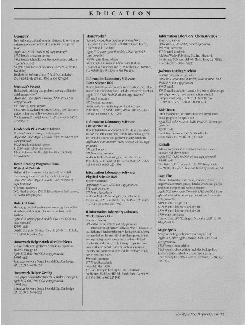 IIgs Buyers Guide 1989 Spring — page 81