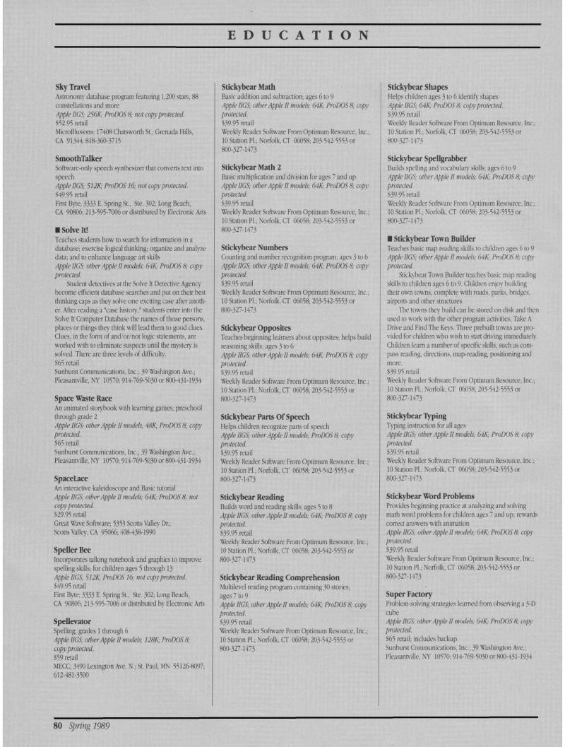 IIgs Buyers Guide 1989 Spring — page 84