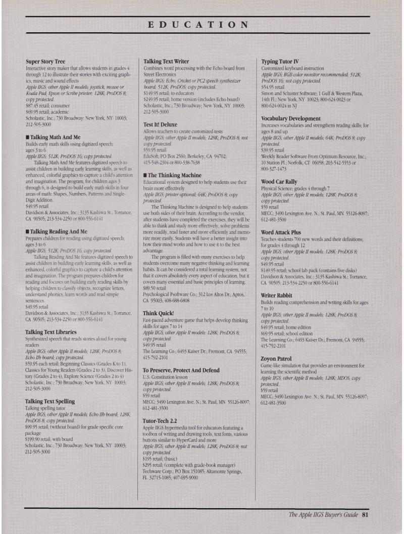 IIgs Buyers Guide 1989 Spring — page 85