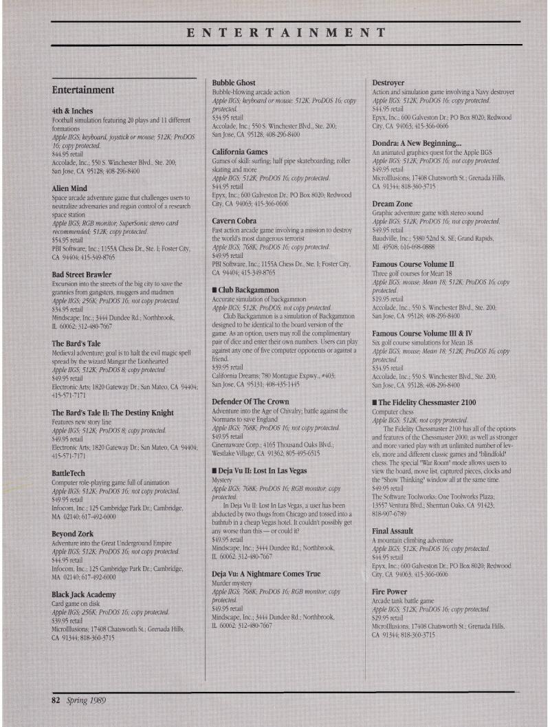 IIgs Buyers Guide 1989 Spring — page 86
