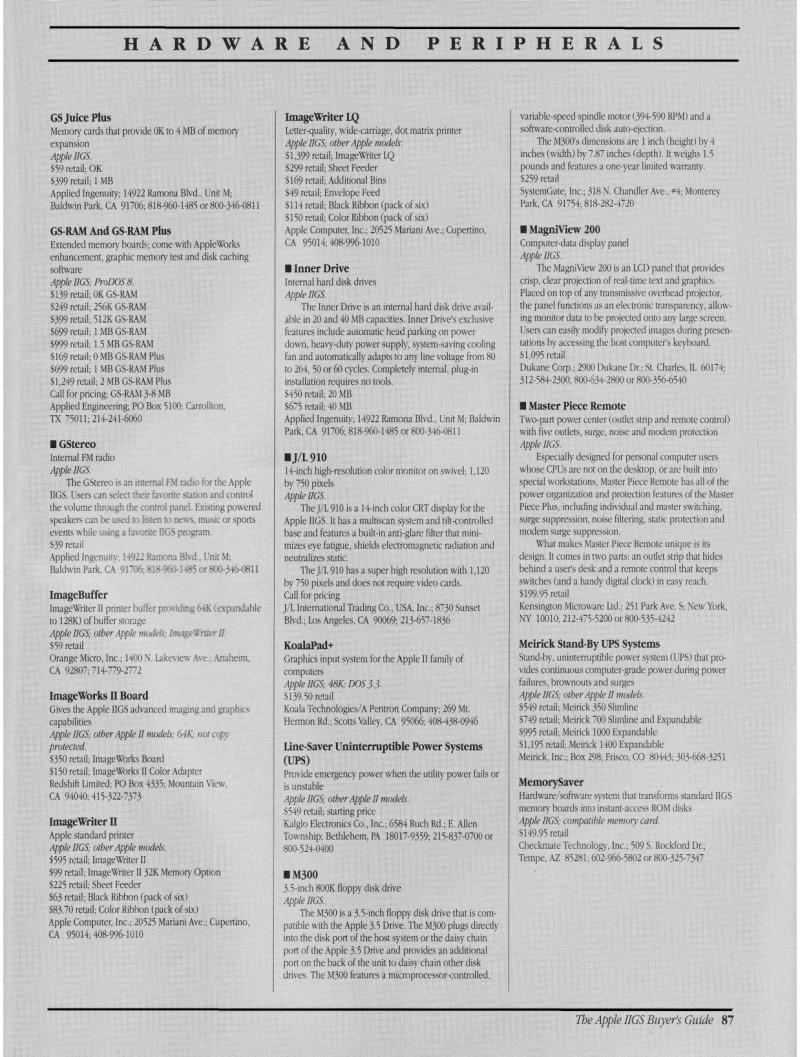 IIgs Buyers Guide 1989 Spring — page 91