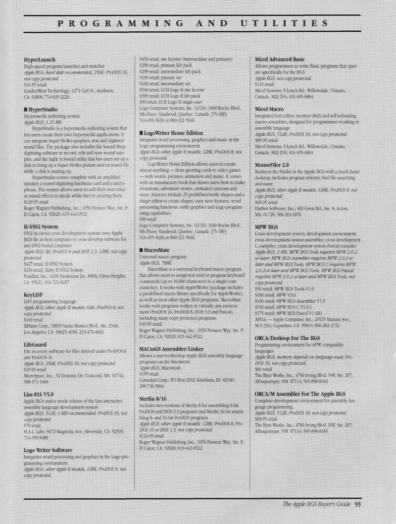 IIgs Buyers Guide 1989 Spring — page 97