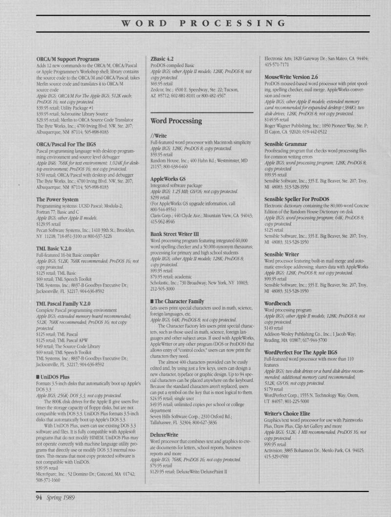IIgs Buyers Guide 1989 Spring — page 98