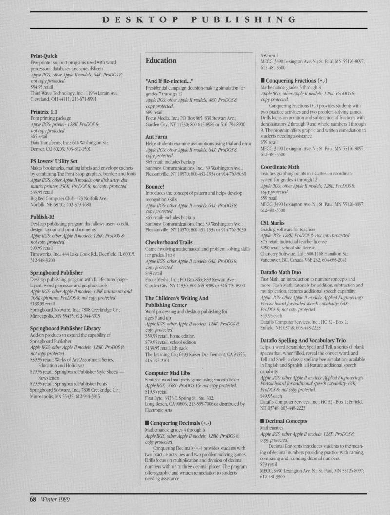 IIgs Buyers Guide 1989 Winter — page 70