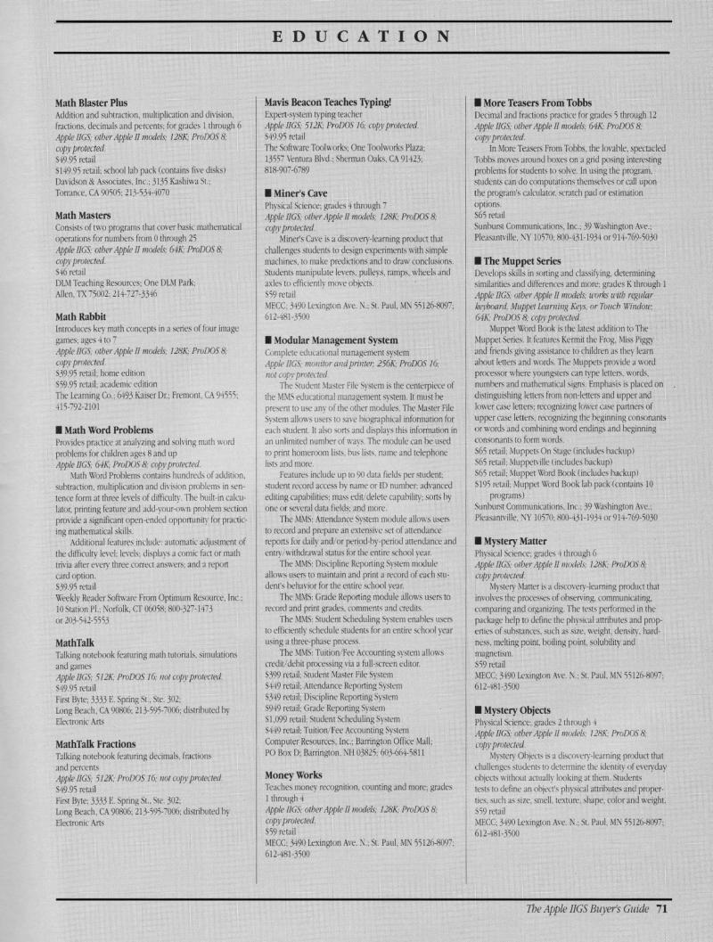 IIgs Buyers Guide 1989 Winter — page 73