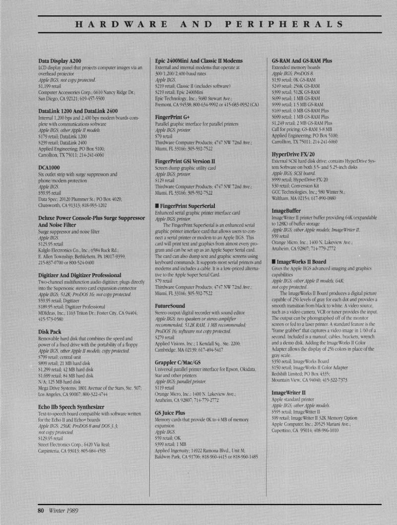 IIgs Buyers Guide 1989 Winter — page 84