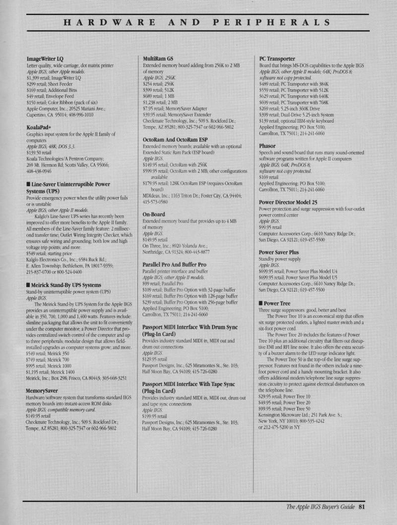 IIgs Buyers Guide 1989 Winter — page 85