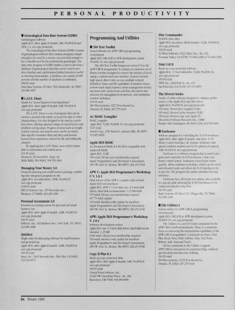 IIgs Buyers Guide 1989 Winter — page 88