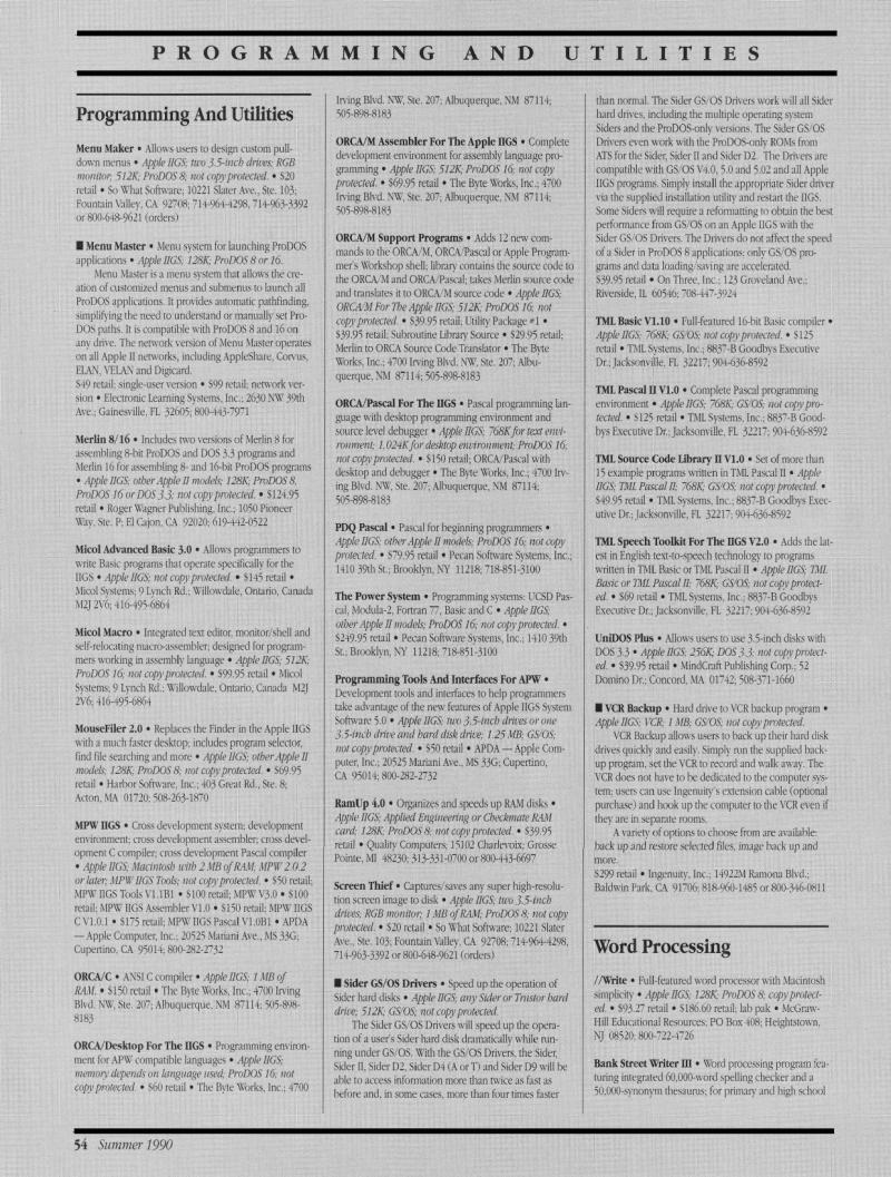 IIgs Buyers Guide 1990 Summer — page 58