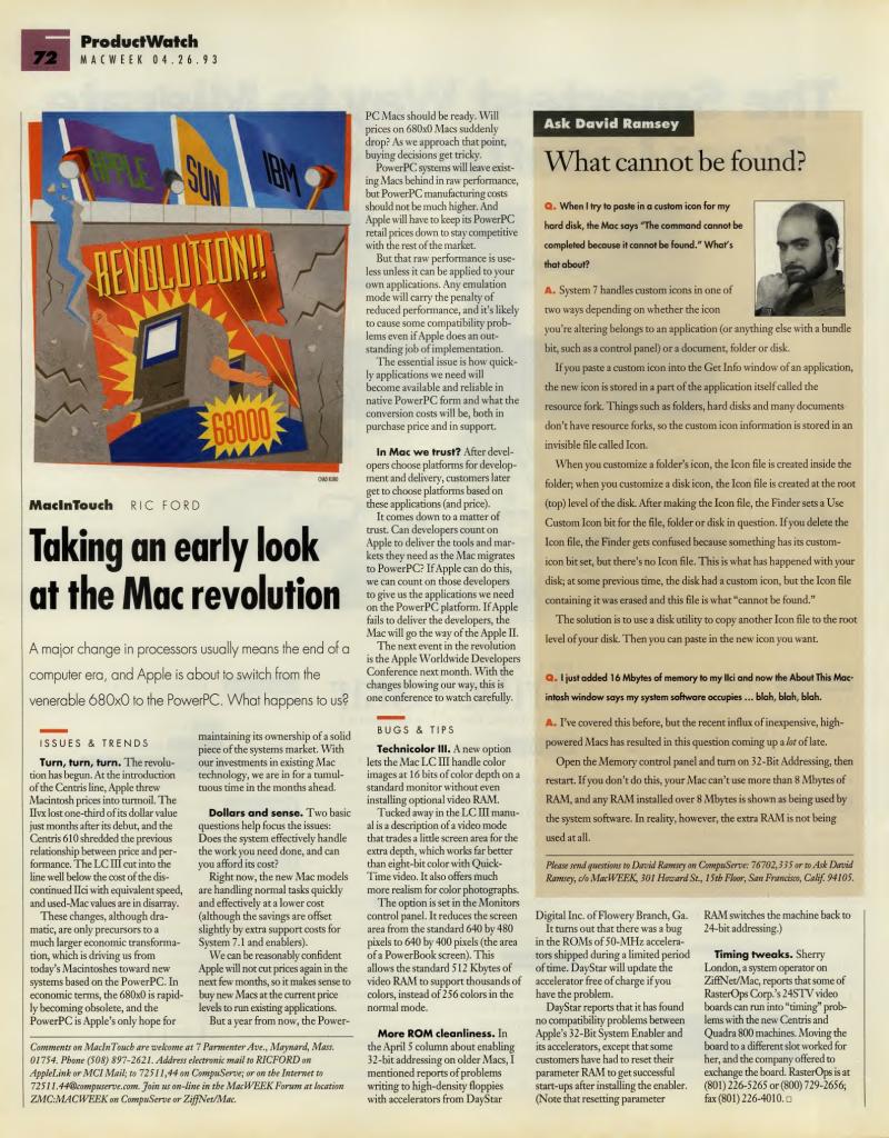MacWEEKV07N17 — page 72