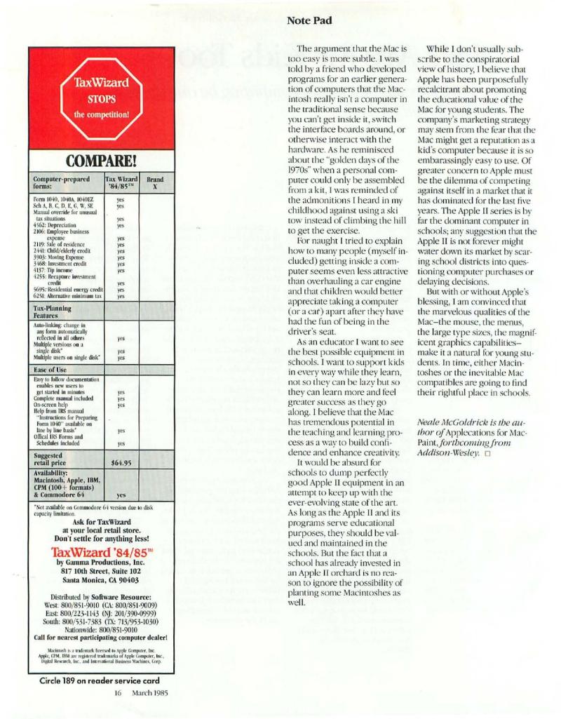 MacWorld 8503 March 1985 — page 18