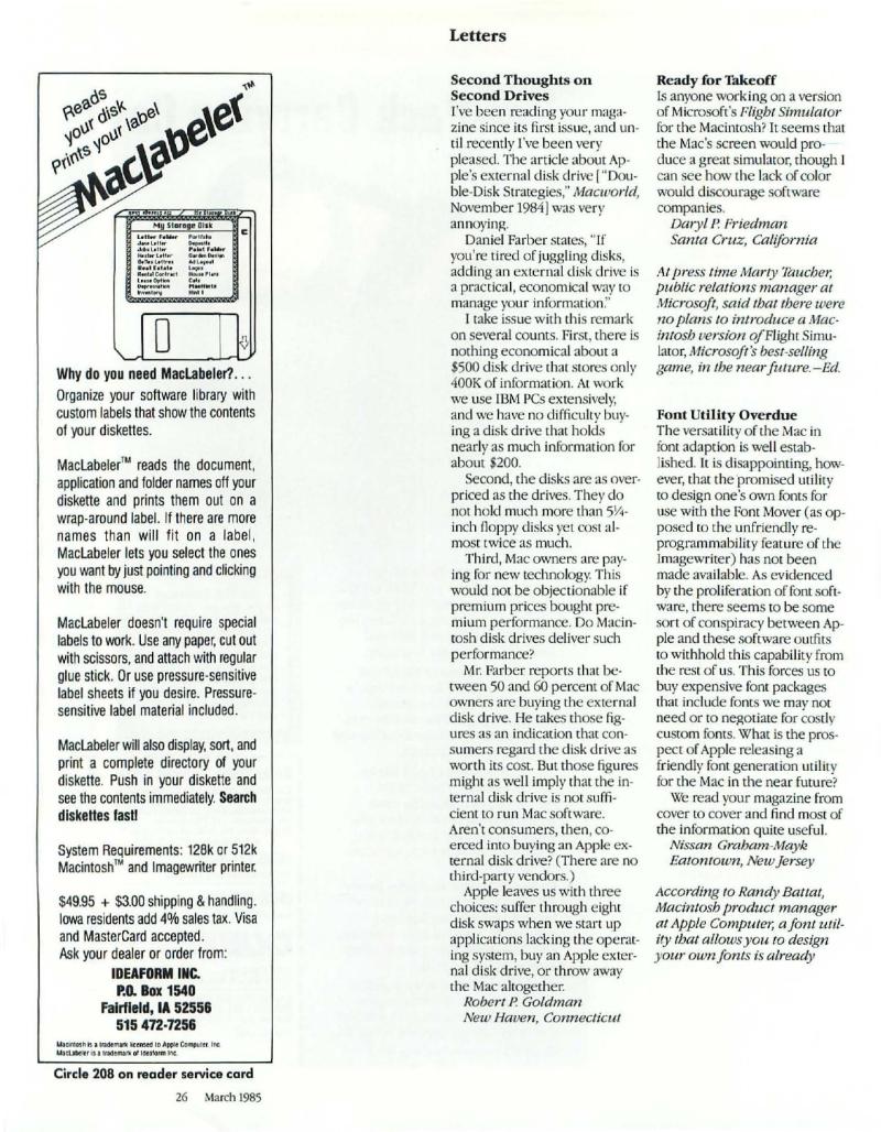 MacWorld 8503 March 1985 — page 28