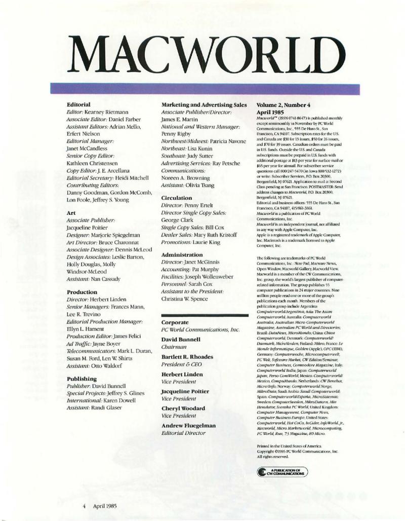 MacWorld 8504 April 1985 — page 6