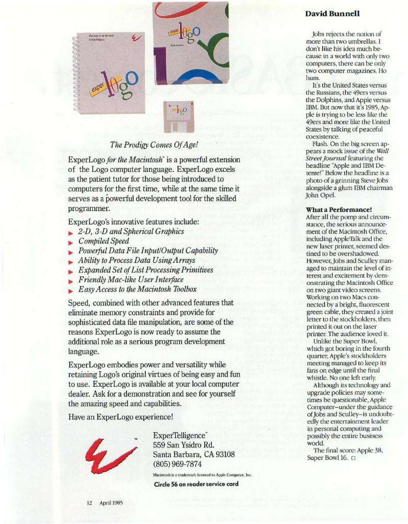 MacWorld 8504 April 1985 — page 14