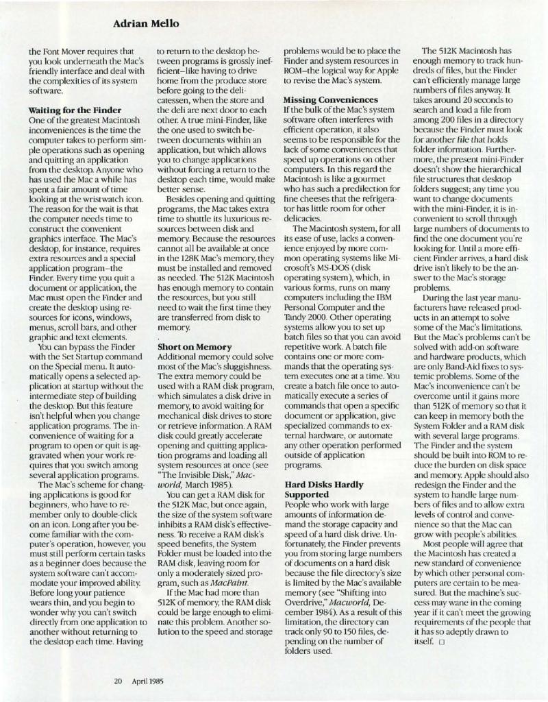 MacWorld 8504 April 1985 — page 22