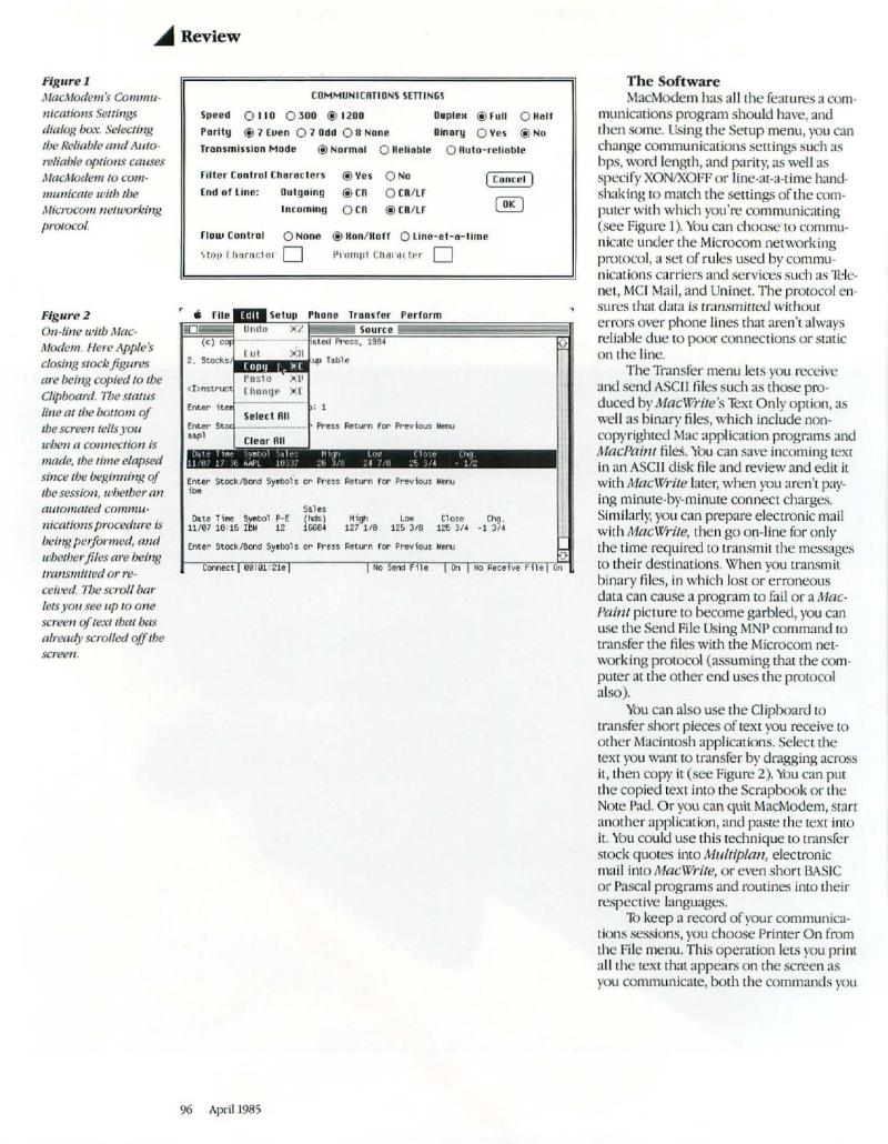 MacWorld 8504 April 1985 — page 98