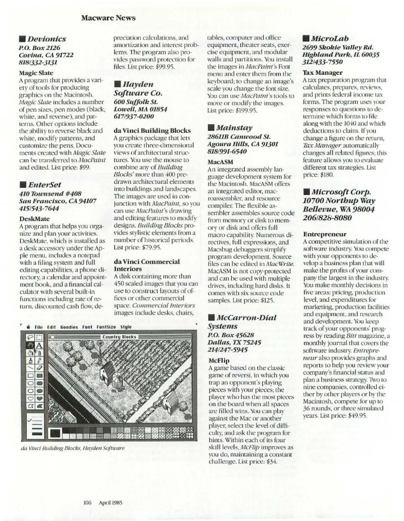 MacWorld 8504 April 1985 — page 108