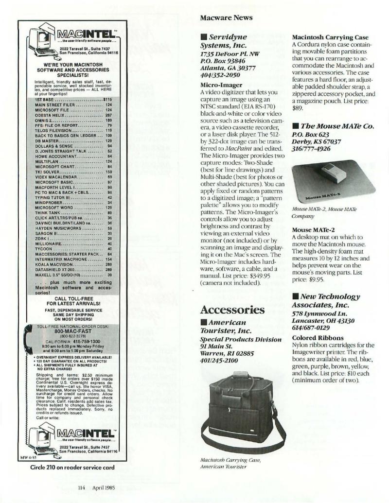 MacWorld 8504 April 1985 — page 116