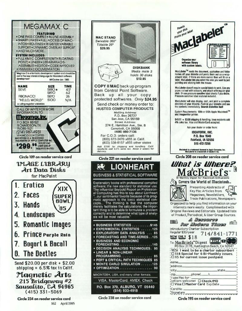 MacWorld 8504 April 1985 — page 164