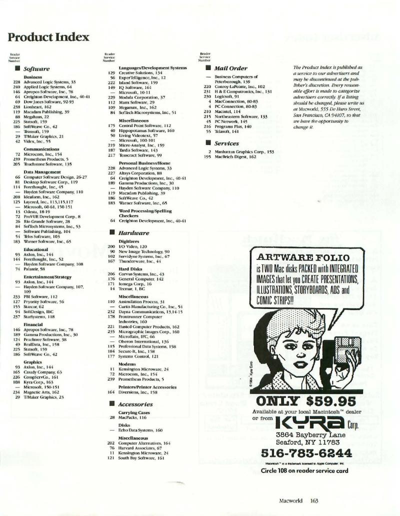 MacWorld 8504 April 1985 — page 165