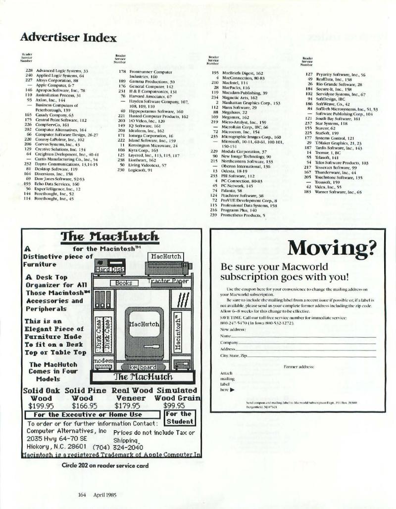 MacWorld 8504 April 1985 — page 166