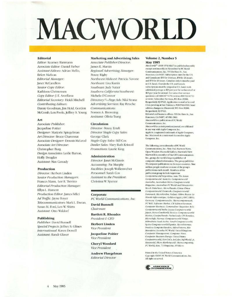 MacWorld 8505 May 1985 — page 6