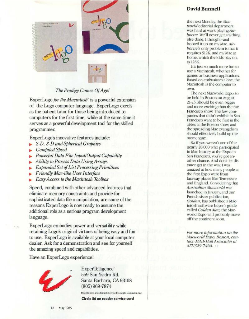 MacWorld 8505 May 1985 — page 14
