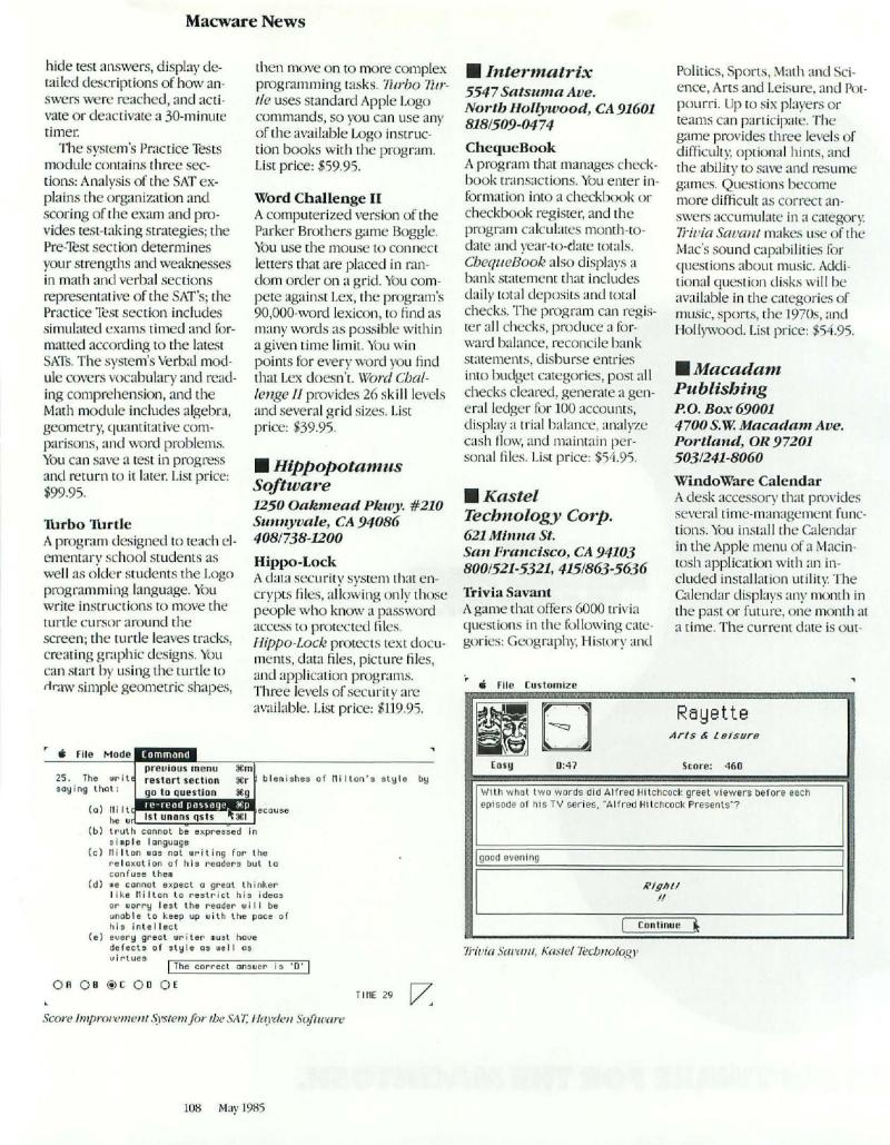 MacWorld 8505 May 1985 — page 112