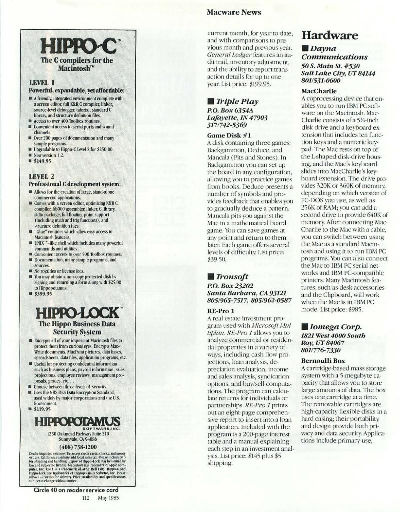 MacWorld 8505 May 1985 — page 116