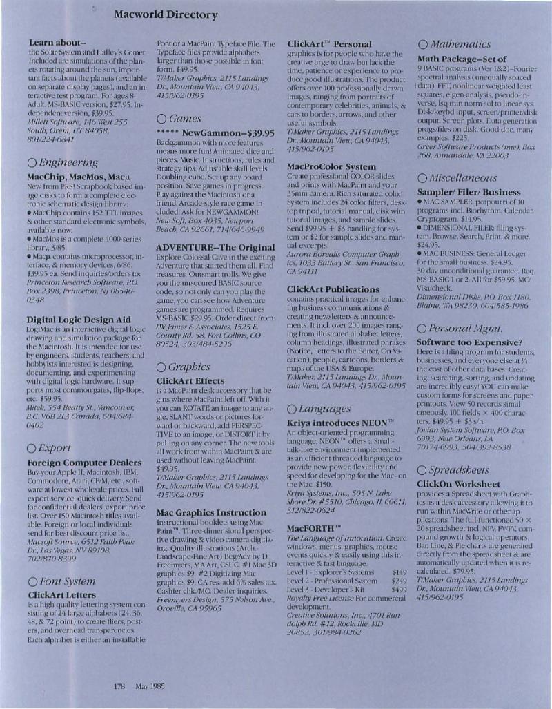MacWorld 8505 May 1985 — page 186