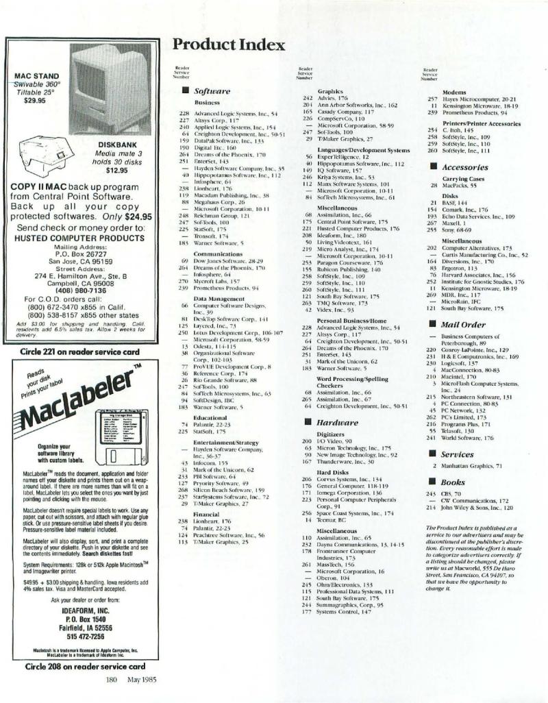MacWorld 8505 May 1985 — page 188