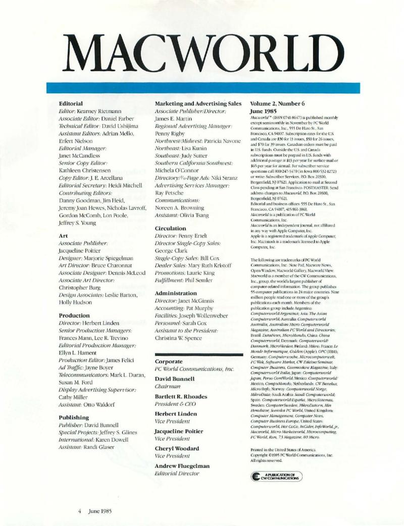 MacWorld 8506 June 1985 — page 6