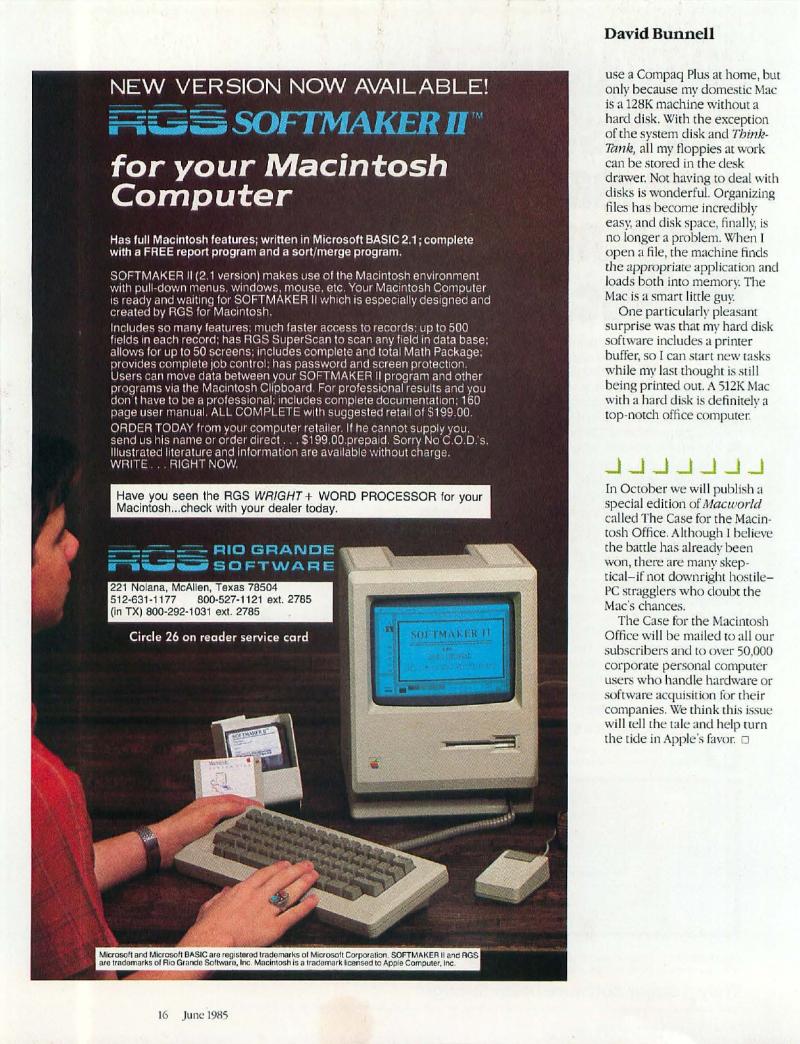 MacWorld 8506 June 1985 — page 18