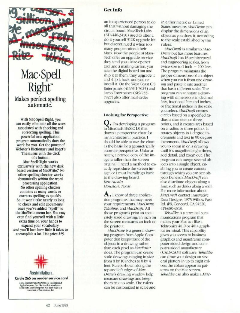 MacWorld 8506 June 1985 — page 66