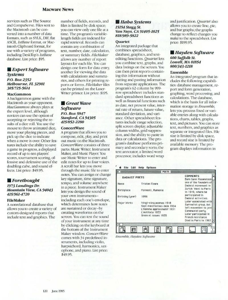 MacWorld 8506 June 1985 — page 124